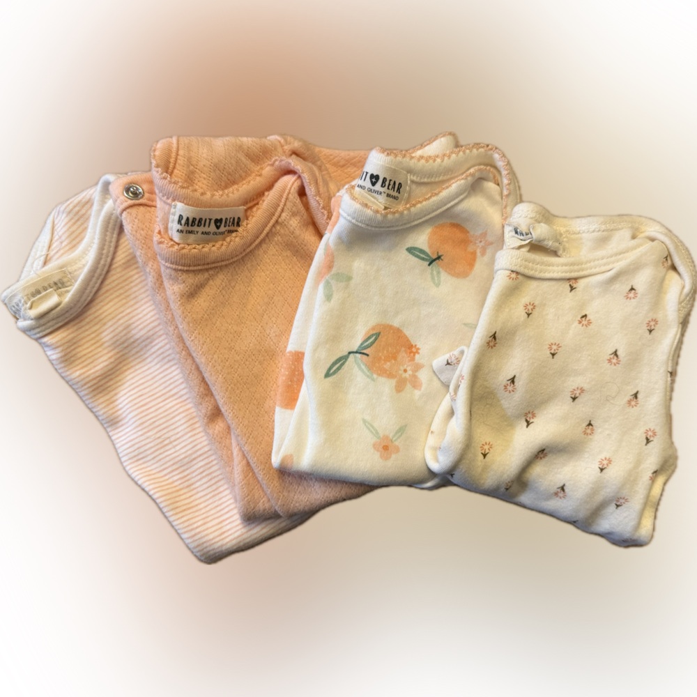 Rabbit & Bear Kids Peach and Cream Bodysuit Set